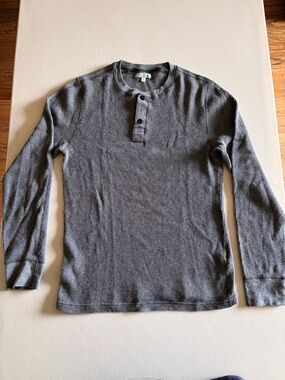 Wallace & Barnes Shirt Men's Medium Grey Waffle Knit Thermal Cotton